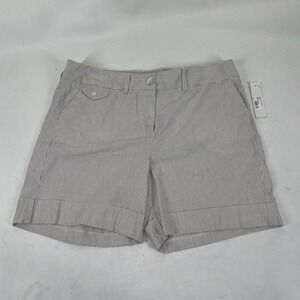 Jennifer And Grace Striped Flat Front Shorts Womens Size 16 White NWT‎